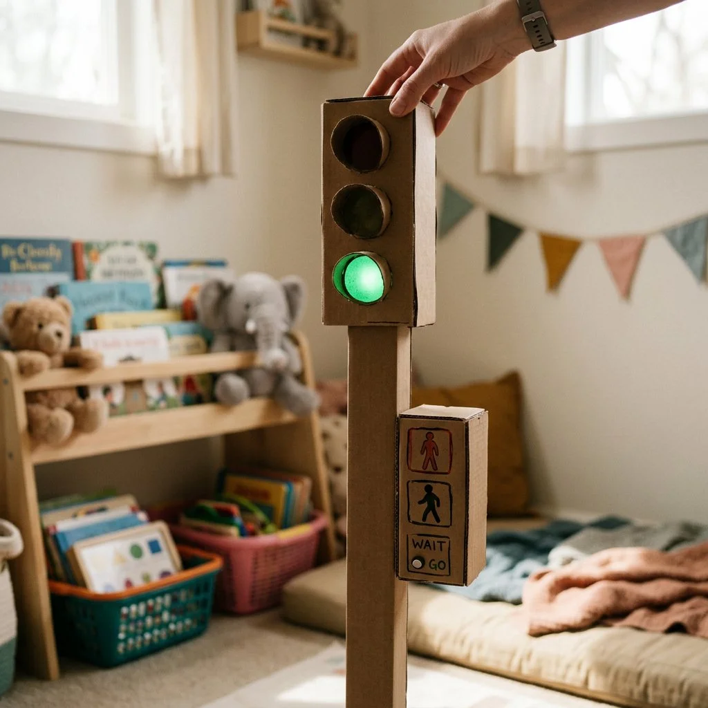 DIY Ampel aus Pappe für kreative Kinderaktivitäten und Lernspiele