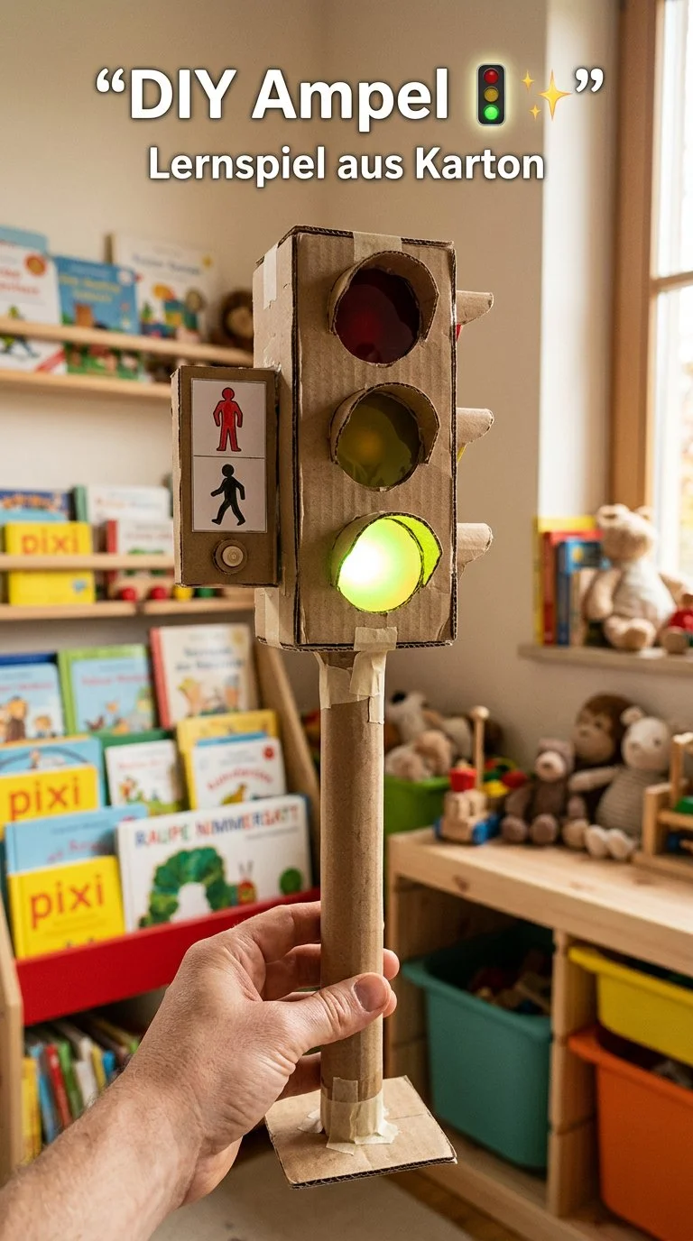 DIY Ampel aus Pappe – Kinderaktivität, kreatives Recycling, selbstgemachtes Lernspiel