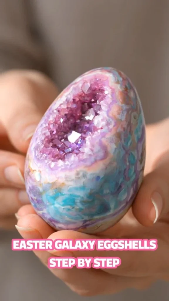 Schöne Galaxie-Ei-Kristalle in unterschiedlichen Farben und Designs.