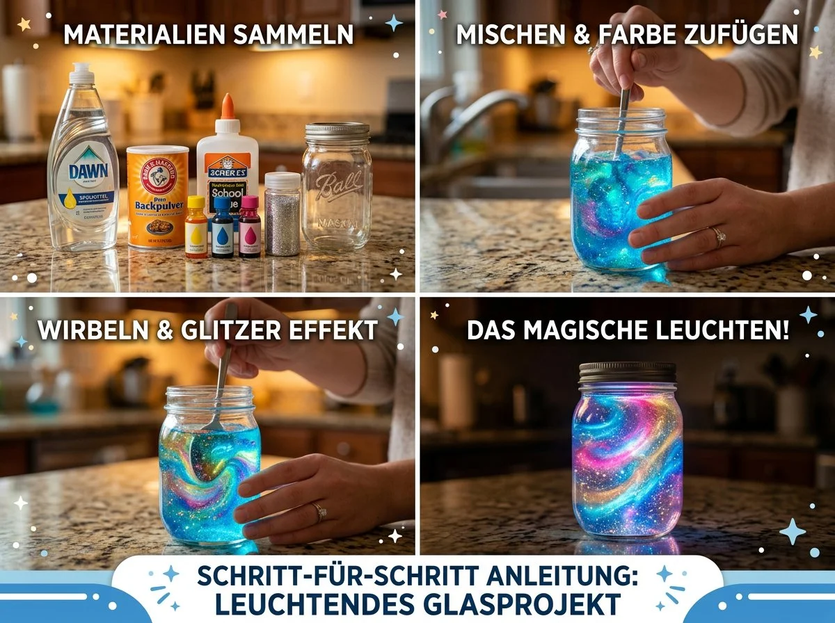 Glühendes Jar mit Geschirrspülmittel für sauberes Geschirr