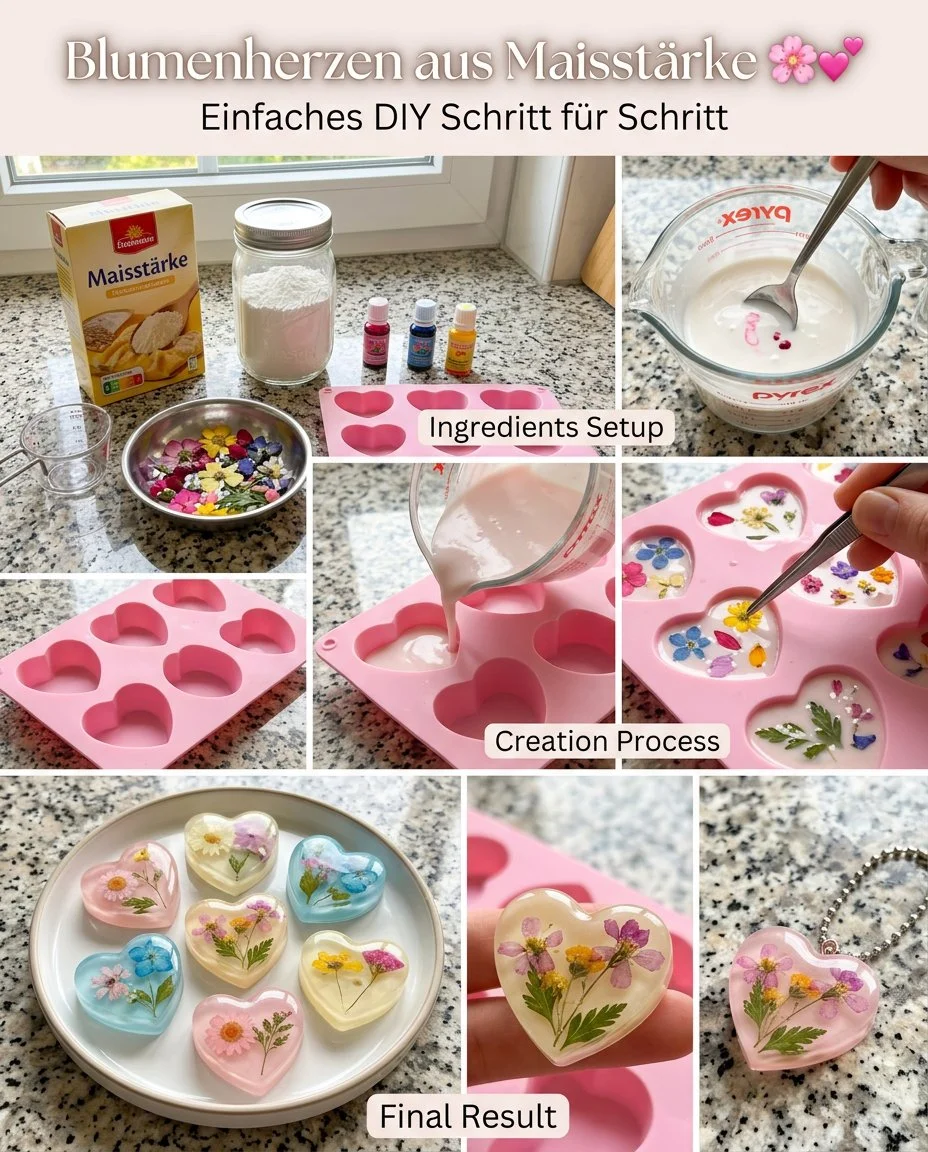 Klare Maisstärke Blumen Herzen