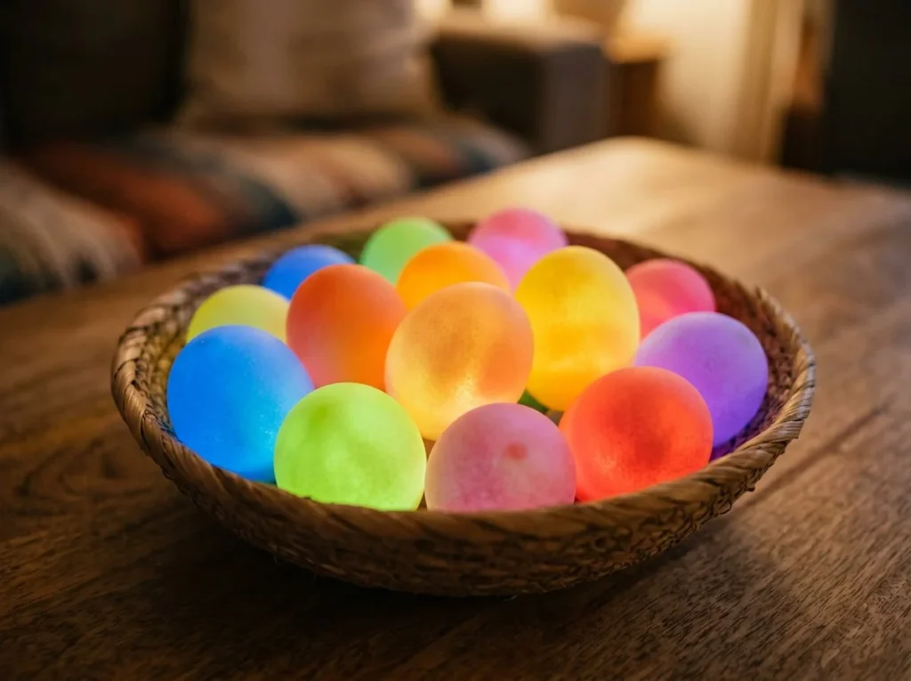 Leuchtende Squishy-Eier in verschiedenen Farben für Stressabbau