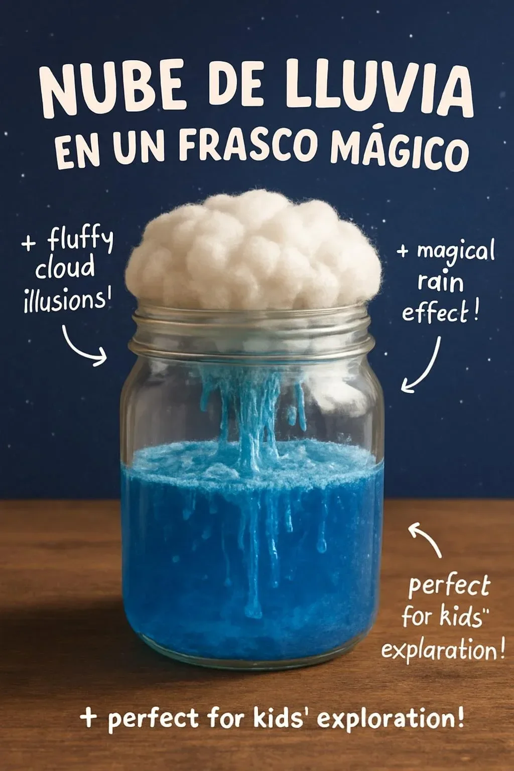 Regenwolke in einem magischen Glas, kreative Darstellung der Natur.