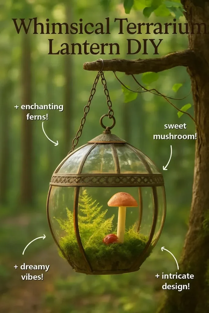 DIY Terrarium-Laterne im Fantasy-Stil mit Pflanzen und bunten Lichtern