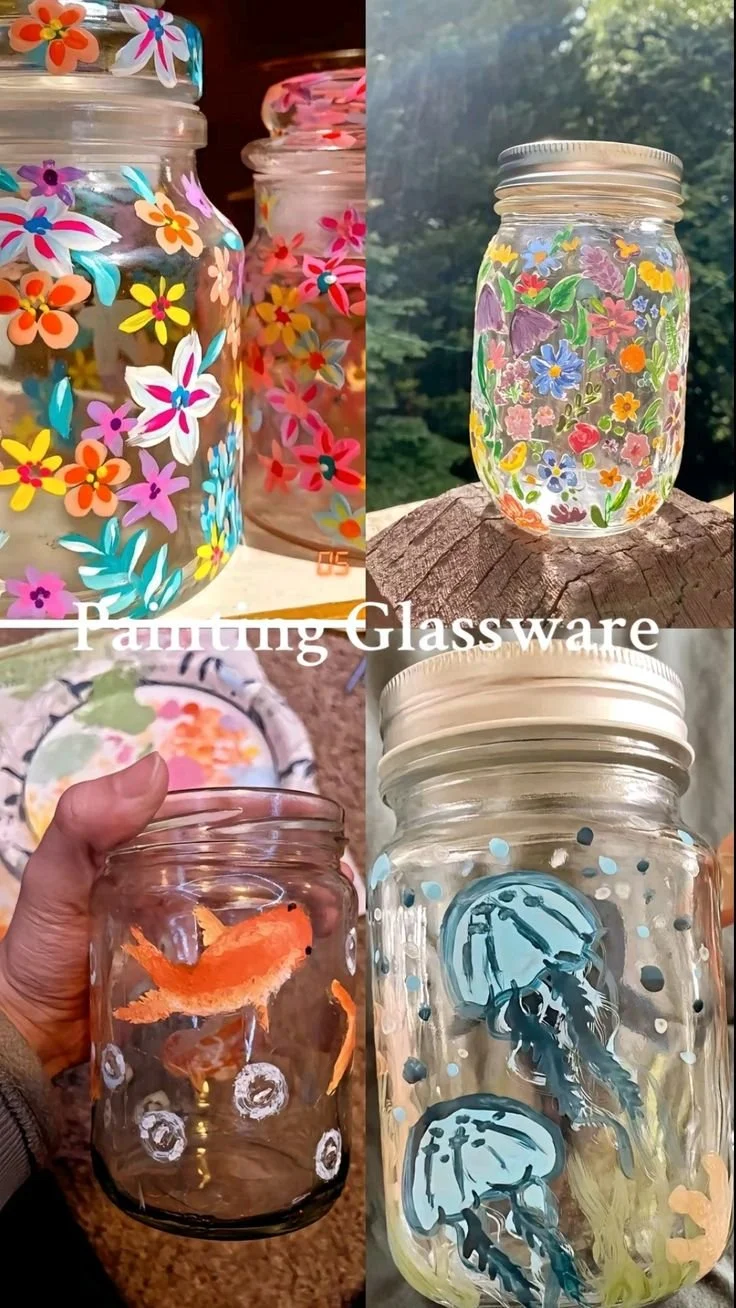 Bastelideen Frühling | Glas bemalen Ideen