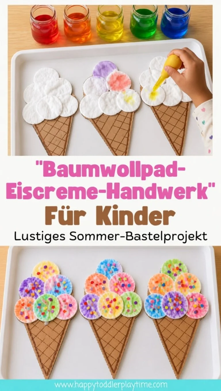 Baumwollpad-Eiscreme-Handwerk für Kinder - Fröhliche Spielzeit für Kleinkinder