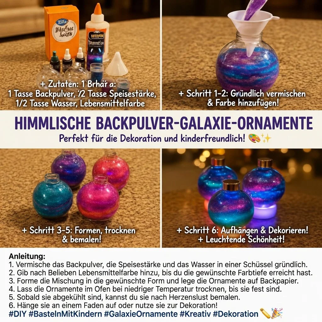 Buntige Backpulver-Galaxie-Ornamente für kreative Backprojekte