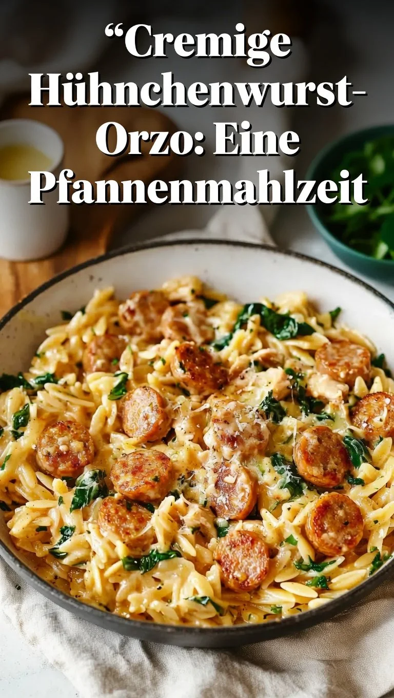 Cremige H&uuml;hnchenwurst-Orzo: Eine Pfannenmahlzeit