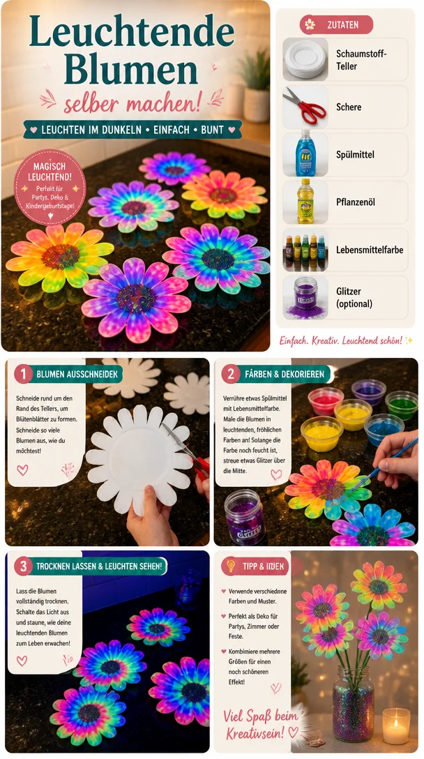 DIY leuchtende Blumen für kreative Dekoration und stimmungsvolle Akzente.