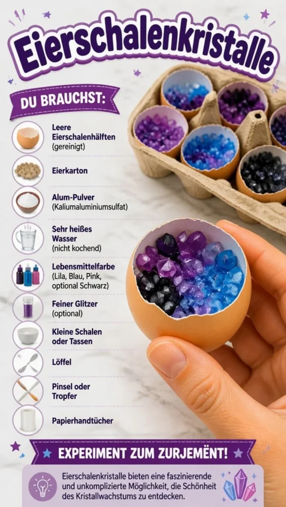 Eierschalenkristalle wachsen in bunten Farben und faszinierenden Formen.