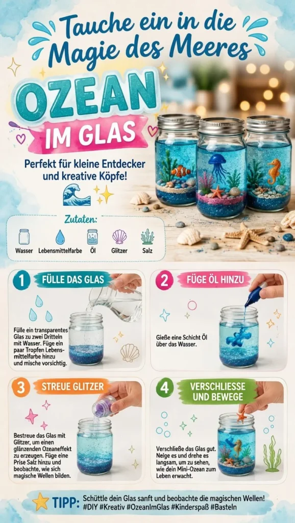 Farbintensiver Ozean im Glas mit lebendigen Blautönen und Wellenmustern.