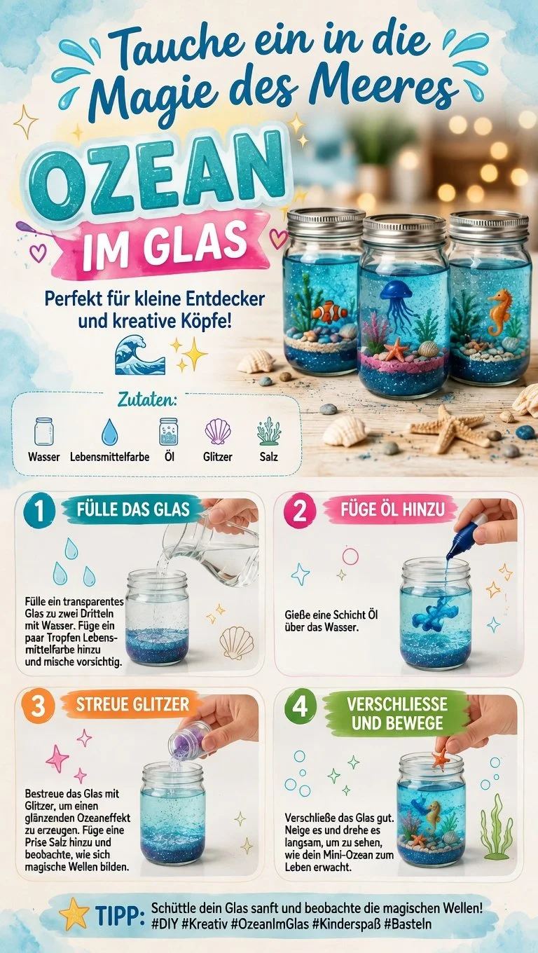 Farbintensiver Ozean im Glas mit lebendigen Blautönen und Wellenmustern.
