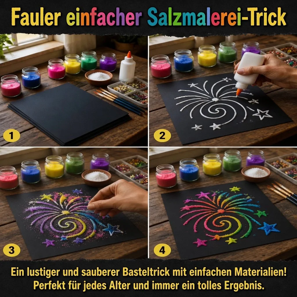 Beispiel für kreative Salzmalerei mit einfachem Trick