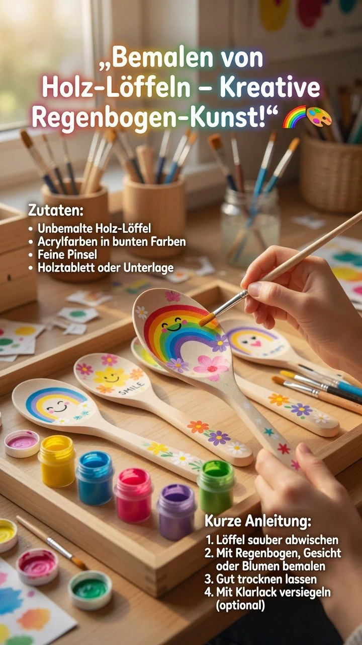 Handgemalte Holzlöffel Windspiele in bunten Farben für Garten