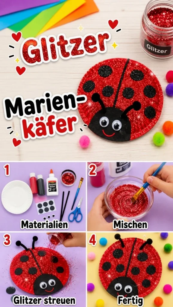 Funkelnder Glitzer Marienkäfer als Dekoration oder Geschenk