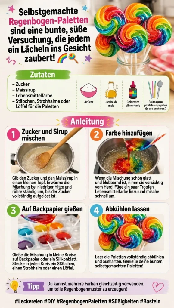 Hausgemachte Regenbogen-Paletten in bunten Farben