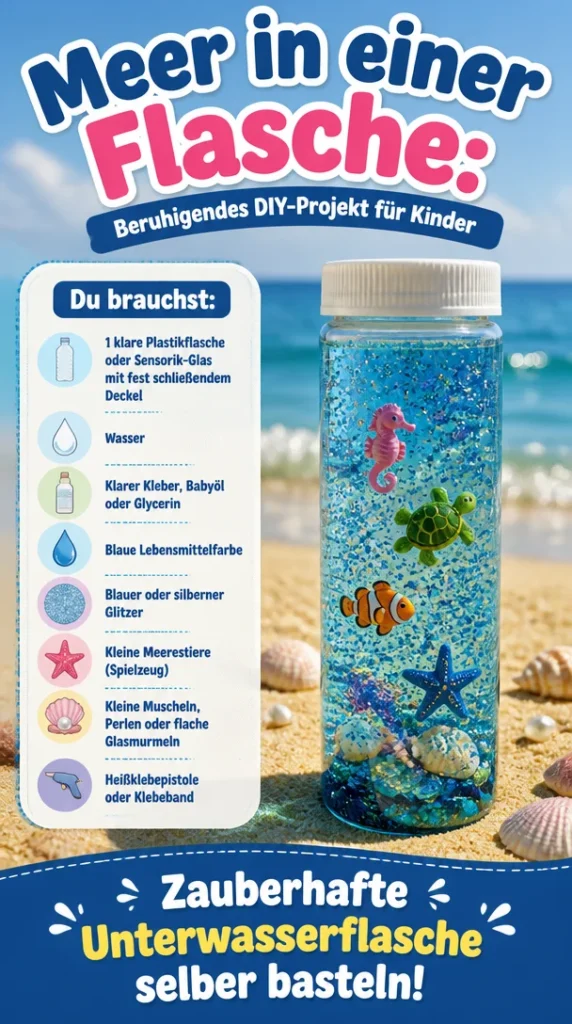 DIY-Projekt für Kinder: Meer in einer Flasche, kreative Bastelidee