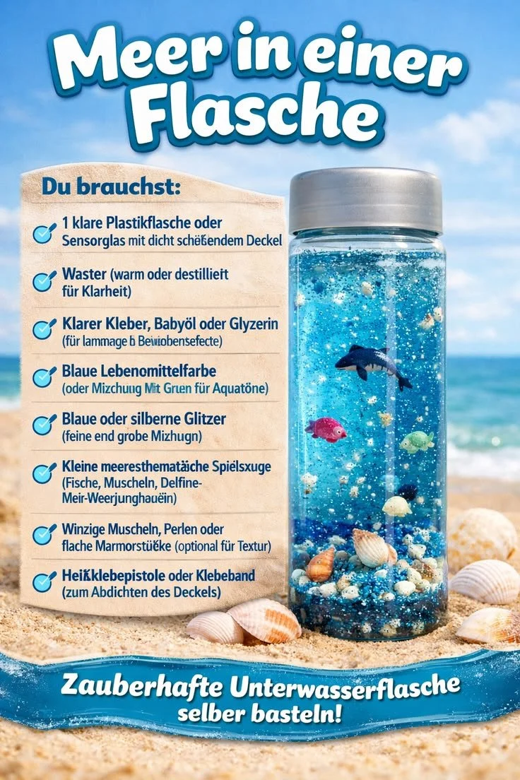Meer in einer Flasche: Beruhigendes DIY-Projekt für Kinder