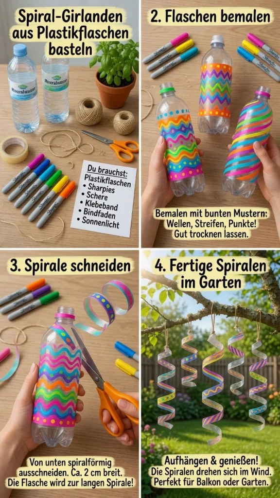 Bunter Regenbogen-Spinner im Flaschen-Garten verschönert jede Gartenlandschaft