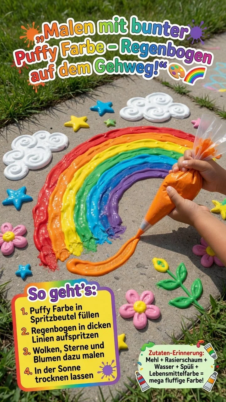 Regenbogen Puffy Straßenmalfarbe für kreative Straßenkunst