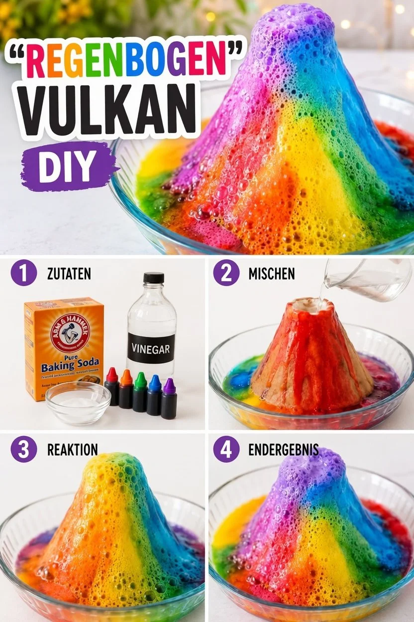 Blicke auf den farbenfrohen Regenbogen Vulkan inmitten einer malerischen Landschaft.