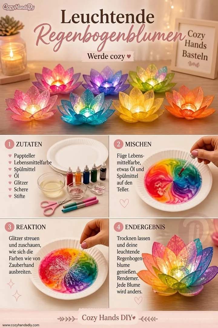 Wie man strahlende Regenbogenblumen kreiert und eine gemütliche Atmosphäre zu Hause schafft.