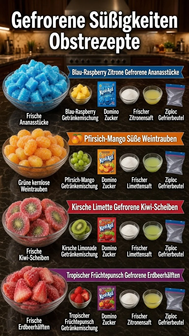 Vielfalt an gefrorenen Süßigkeiten und gefriergetrockneten Snacks