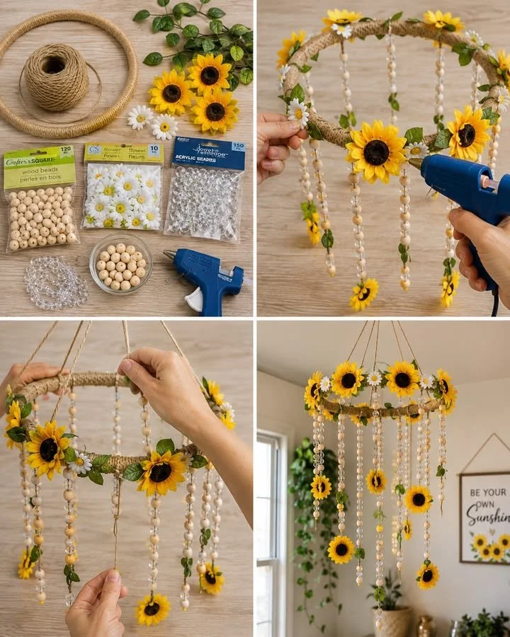 Sonnenblumen Perlen-Kronleuchter Mobile