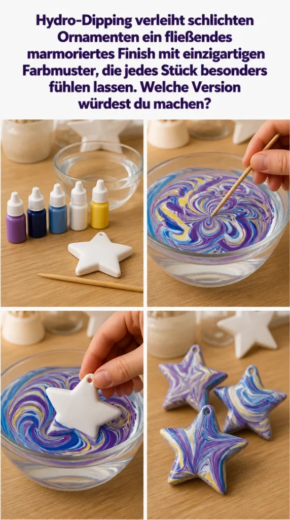 Hydro-Dipping Ornament mit marmoriertem Finish und einzigartigen Farbmuster